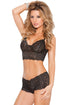 Sexy Black Stretch Lace Bralette Lingerie Set